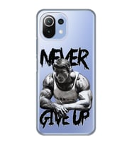 Xiaomi Mi 11 Lite Uyumlu Arnold Fitness Never Give Up Desenli Şeffaf Telefon Kılıfı