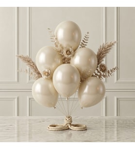 Fil Dişi Renk Lateks Metalik Balon (30 cm) - 6 Adet