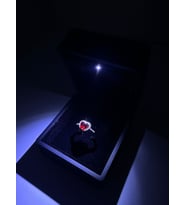 Işıklı kutuda çelik pandora yüzük kalpli ciddi ilişki yüzüğü (Kırmızı)