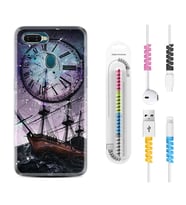 Oppo A5S A15 A16 A54 A55 A73 A74 Kılıf Kablo Koruma Spiral Silikon Time 1749