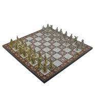 Gifthome Metal Satranç Takımı/Seti;Büyük,Osmanlı&Bizans,Parlak,Kat.Sedef Desenli Satranç Tahtası (Çok Renkli)