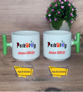 Psikolog Kupa Bardak T Yeşil Kulplu Psikoloğa Hediye