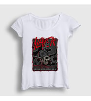 Presmono Kadın Beyaz Slayed Slayer T-Shirt 111761tt (Beyaz)