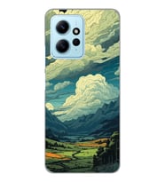 Redmi Note 12 4G Uyumlu Doğa ve Bulut Desenli Şeffaf Telefon Kılıfı