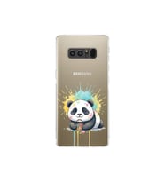 Samsung Galaxy Note 8 ile Uyumlu Splash Panda Tasarımlı Şeffaf Silikon Kılıf