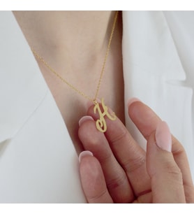 Kişiye Özel Minimalist Tasarım Harf Kolye 925K Gümüş (Gold)