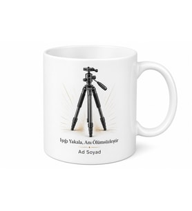 İsimli Tripod Desenli Fotoğrafçı Kupası Özel Baskılı Hediye Bardak