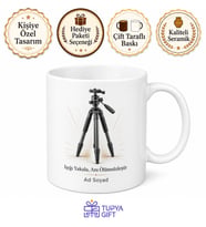 İsimli Tripod Desenli Fotoğrafçı Kupası Özel Baskılı Hediye Bardak