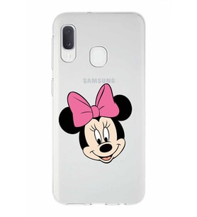 Samsung Galaxy A20e   Kapak Minnie Mouse Tasarımlı Şeffaf Silikon Kılıf