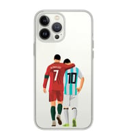 Iphone 15 Pro Uyumlu Lionel Messi ve Cristiano Ronaldo Desenli Şeffaf Telefon Kılıfı