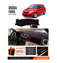 SKODA FABİA (2007-2014) Uyumlu Torpido Örtüsü Torpido Kılıfı - Siyah Kırmızı