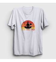Presmono Unisex Beyaz Good Vibes Only Hediye Yoga T-Shirt 508988tt