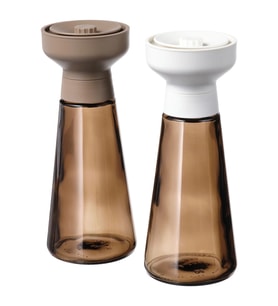 IKEA HALVTOM baharat öğütücü, cam-kahverengi, 19 cm, 2 parça
