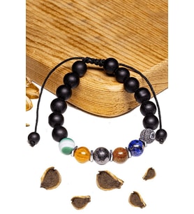 Sertifikalı Sağlıklı Yaşlılık Doğal Taş Bileklik (akik Jasper Yıldız Lapis Oniks Taşı) (Çok Renkli)