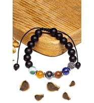 Sertifikalı Sağlıklı Yaşlılık Doğal Taş Bileklik (akik Jasper Yıldız Lapis Oniks Taşı) (Çok Renkli)