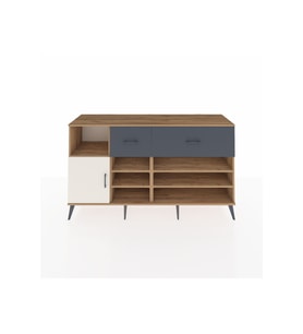 Kronos Konsol 6 Raflı 2 Çekmeceli Tek Kapaklı  176x59x99 Çam-Aytaşı/Antrasit