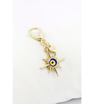 Nazar Boncuğu Güneş Metal Kalp, Klipsli Cüzdan Süsü Charm Çanta Süsü Anahtarlık