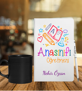 Ana Sınıfı Öğretmenlerine Özel Defter Kalem & Siyah Varil Kupa Hediye Seti