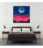 Tablolife Moon Yağlı Boya Dokulu Tablo 120X120,Çerçeve;Çerçevesiz