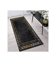 Rovigo Home Dijital Baskı Yıkanabilir Kaymaz Taban Salon Halısı RVG1377-HT901 100x300 cm (Siyah)