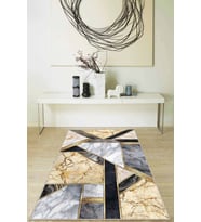 Sarı Mermer Görünümlü Kaymaz Tabanlı Dekoratif Halı RV121 - 100 x 160 cm