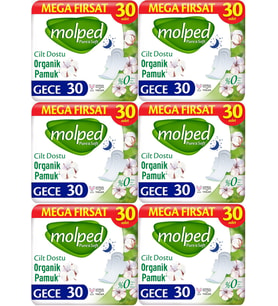 Molped Pure&Soft Hijyenik Ped Gece 180 (6PK*30) Adet Mega Pk