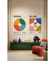 Minimalizm ve Denge 2'li Ahşap Çerçeveli Tablo Seti