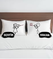 BK Gift Kişiye Özel Sevgili Tasarımlı Pamuklu Yastık Kılıfı ve Göz Bandı Çift Uyku Seti-7, Tasarım Ev Tekstili, Uyku Bandı, Ev Hediyesi