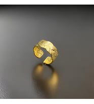 Çift Örgü Desen Ayarlanabilir Gold Renk Antialerjik 316L Çelik Kadın Yüzük