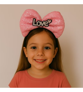 LED Işıklı Love Yazılı Fuşya Fiyonk Taç – Kız Çocuk Parti Tacı