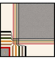 Geometrik Desen Black Seri Twill Eşarp Eşarp Askısı ile Birlikte 90x90 cm Siyah 