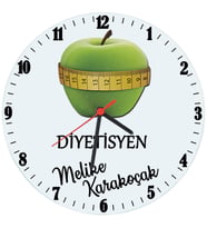 Biresimden Diyetisyene Hediye İsimli Cam Duvar Saati