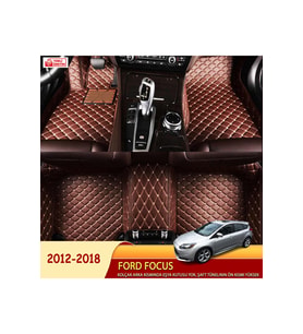 MİREN Ford Focus 2012-2018 Uyumlu 5d Havuzlu Suni Deri OTO PASPAS (Kahverengi)