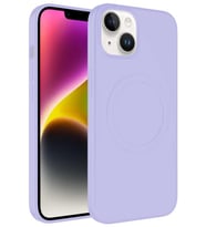 Apple iPhone 14 Kılıf Magsafe Wireless Şarj Özellikli Pastel Renk Silikon Mat Kapak (Lila)