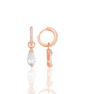 Gümüş rose damla kesim zirkon taşlı halka küpe SGTL12254ROSE