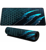90x40 cm Mouse Pad, Turkuaz Pençe Hexagon Desenli Büyük Mouse Pad, Kaymaz Kauçuk Tabanlı, Dikişli Kenarlı 3 mm Klavye ve Mouse Altlığı, Gaming Desk Mat