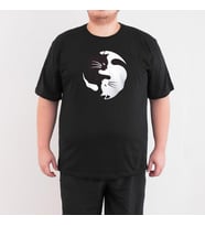 Bant Giyim - Yin Yang Kedi 4XL Büyük Beden Siyah Erkek Tişört (Siyah - Beyaz)