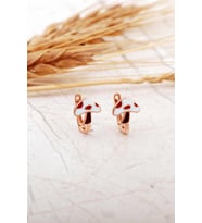 Mineli Mantar Rose Gümüş Çocuk Küpe 7288
