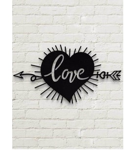 Lazer Kesim Tablo Metal Love Kalp Dekoratif Duvar Süsü Otantik Tablo