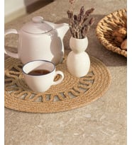 Koza Home Cesta Amerikan Servis El Yapımı Pamuklu Natural Jüt Örme Dekoratif Supla 37x37cm 9024 (Mavi Gri)