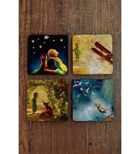 Taş Bardak Altlığı Küçük Prens Baskılı Baskılı 4'lü Set - Stone Coasters