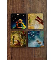 Taş Bardak Altlığı Küçük Prens Baskılı Baskılı 4'lü Set - Stone Coasters