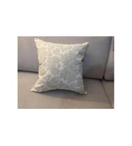 Keten Yaprak Baskılı Pamuklu Kumaş Krem/Bej Kırlent 45*45 cm  - 785