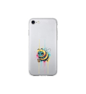 iPhone SE 2020 ile uyumlu Splash arı tasarımlı şeffaf silikon kılıf
