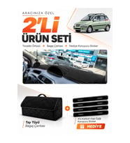 HYUNDAİ MATRİX (2001-2010) Uyumlu Torpido Örtüsü + Tay Tüyü Bagaj Çantası + Sticker Seti - Siyah