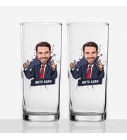 Şanslı Erkek Karikatürlü İkili Rakı Bardağı