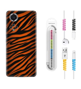 Huawei Nova Y70 Y90 Nova 9 SE  Kılıf Kablo Koruma Spiral Silikon Leopar Yeni 1676