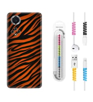 Huawei Nova Y70 Y90 Nova 9 SE  Kılıf Kablo Koruma Spiral Silikon Leopar Yeni 1676