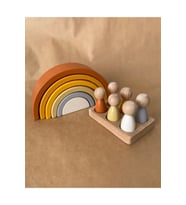 Waldorf 6 Parçalı Gökkuşağı 6 Lı Peg Bebek Tabla Seti Pastel Renk Eşleştirme Kahve- Sarı Renk