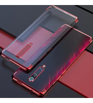 Oppo RX17 Pro Köşeleri Renkli Şeffaf Kamera Korumalı Kılıf (Kırmızı)